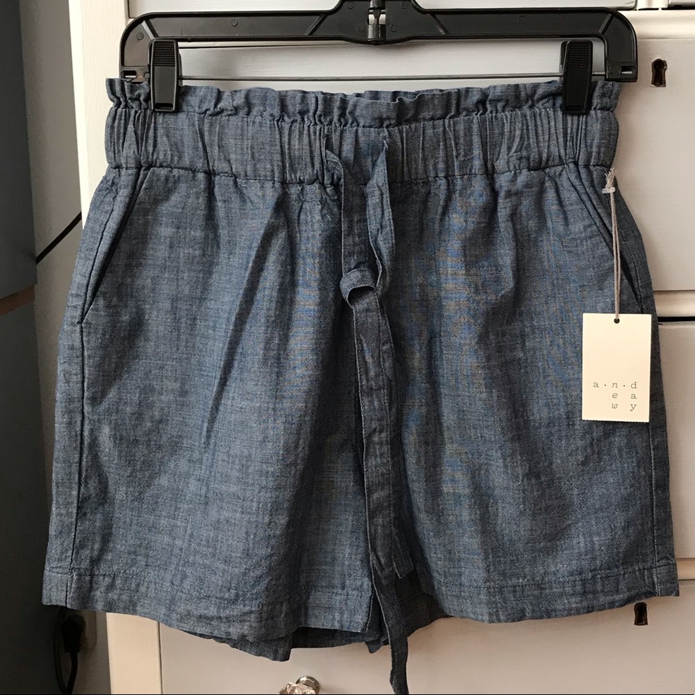 NWT A New Day Tie-Waist Chambray Shorts